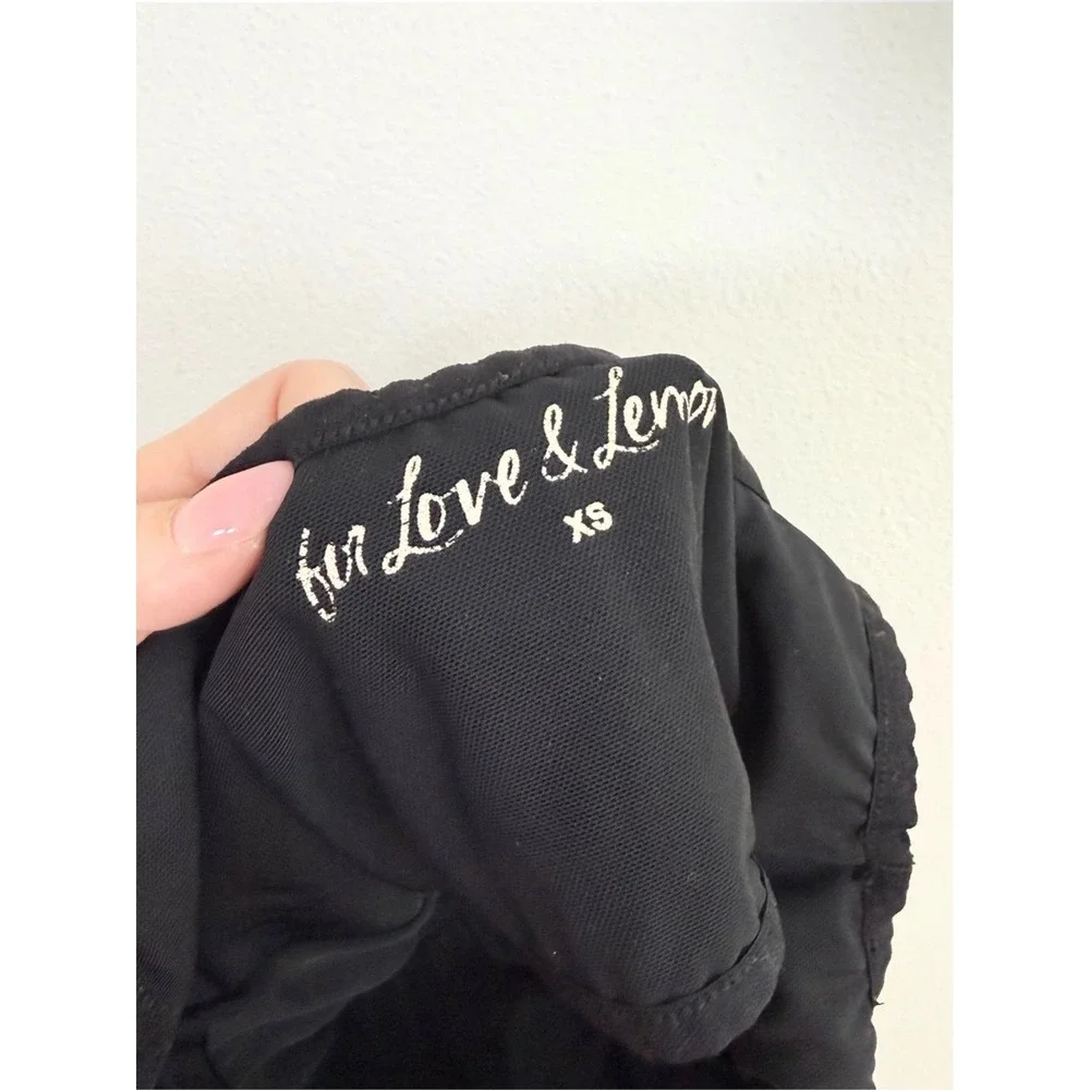 For Love & Lemons Black Ribbed Longline Sports Bra Crop Top Size XS